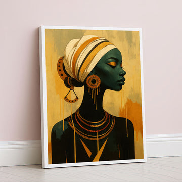 Striking African Woman With Golden Accessories Canvas Wall Art