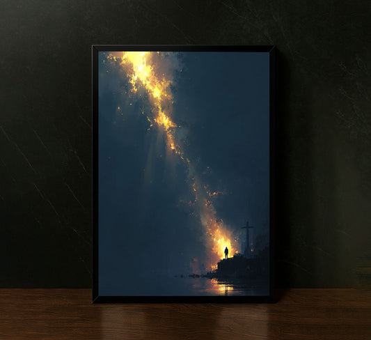Golden Light Pathway With Silhouette Canvas Wall Art