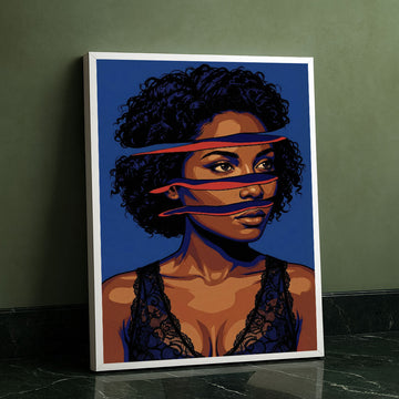 Captivating Black Woman With Red Ribbons Canvas Wall Art