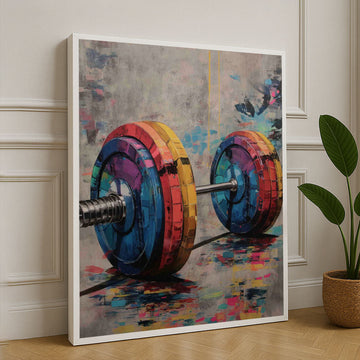 Vibrant Abstract Barbell Fitness Canvas Wall Art