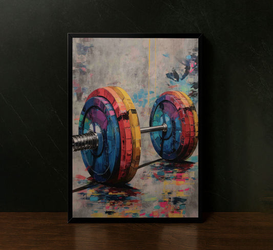 Vibrant Abstract Barbell Fitness Canvas Wall Art