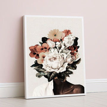 Captivating Floral Face Portrait Canvas Wall Art
