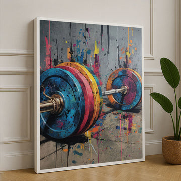 Vibrant Paint Splatter Barbell Canvas Wall Art For Gym Decor