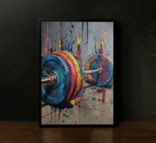 Vibrant Paint Splatter Barbell Canvas Wall Art For Gym Decor