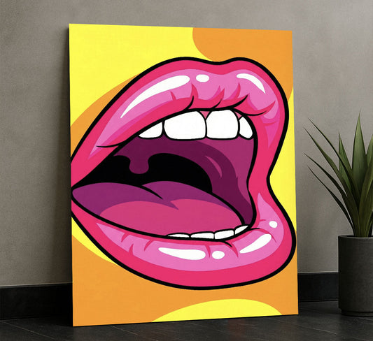 Bold Pop Art Pink Lips Canvas Wall Art
