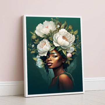 Enchanting Woman With Floral Headdress Canvas Wall Art