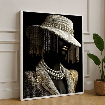Elegant Fashionista With Pearls Canvas Wall Art