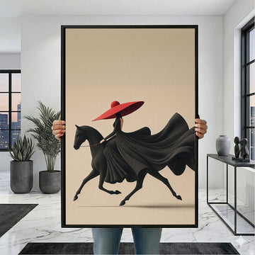 Elegant Woman on Horse Canvas Wall Art Print | Modern Living Room Decor | Statement Piece