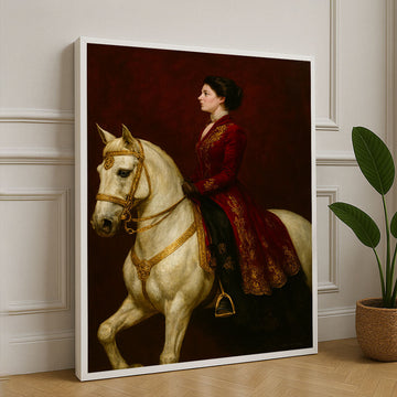 Regal Equestrian Lady In Red Canvas Wall Art