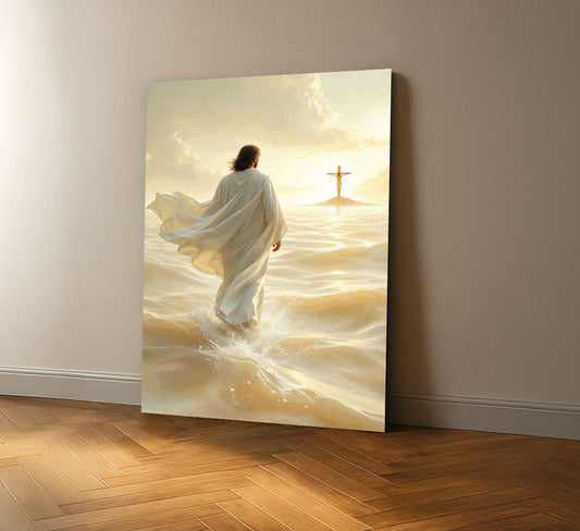Mystical Jesus Walking On Water Canvas Wall Art