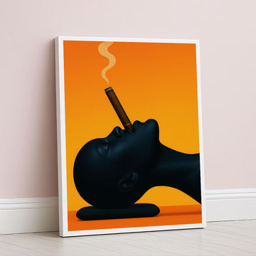 Bold Black Woman With Cigar On Orange Canvas Wall Art