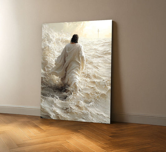 Mystical Jesus Walking On Water Canvas Wall Art