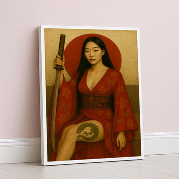Enchanting Samurai Woman With Tattoos Canvas Wall Art