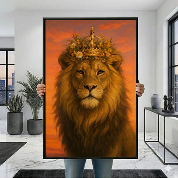 Majestic Lion With Regal Crown Canvas Wall Art