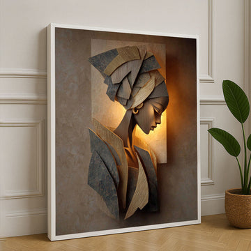 Elegant African Woman Portrait Modern Canvas Wall Art