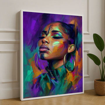 Vibrant Abstract Woman Portrait Canvas Wall Art In Bold Colors