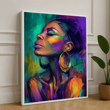 Vibrant Abstract Portrait Canvas Wall Art In Bold Colors