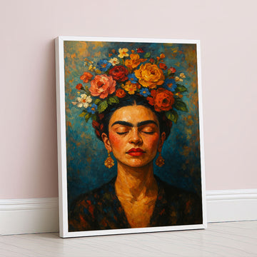 Captivating Woman With Floral Crown Canvas Wall Art