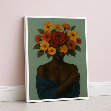Enchanting Woman With Floral Headpiece Canvas Wall Art