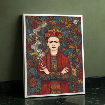 Captivating Floral Woman With Smoke Canvas Wall Art