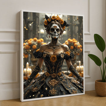 Elegant Day Of The Dead Woman Portrait Canvas Wall Art