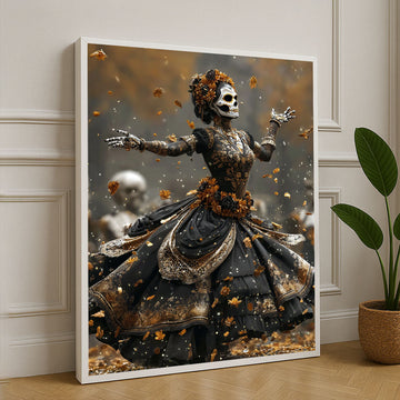 Elegant Day Of The Dead Skeleton Dancer Canvas Wall Art