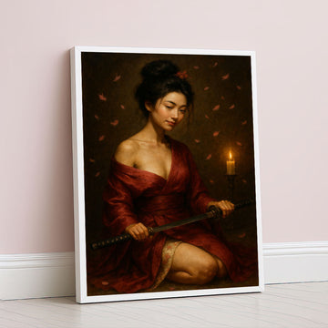 Enchanting Samurai Woman With Katana Canvas Wall Art