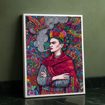 Vibrant Woman With Floral Headdress Canvas Wall Art