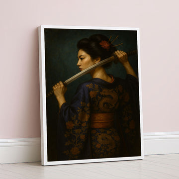 Enchanting Samurai Woman With Sword Canvas Wall Art