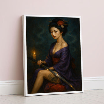 Enchanting Samurai Woman With Tattoos Canvas Wall Art