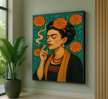Enchanting Woman With Marigold Flowers Canvas Wall Art