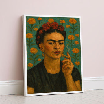 Captivating Woman With Floral Background Canvas Wall Art