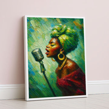Vibrant African Singer With Microphone Canvas Wall Art
