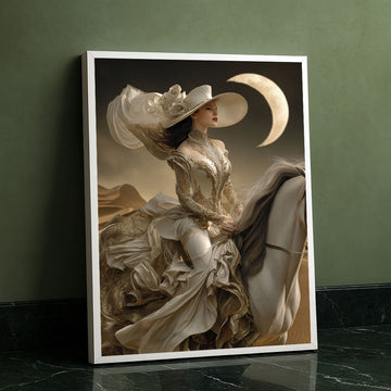 Elegant Woman In Victorian Dress On Horse Canvas Wall Art