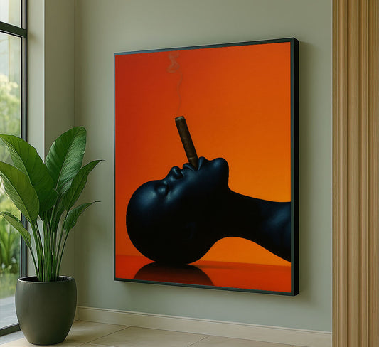 Bold Black Woman Smoking Cigar Canvas Wall Art