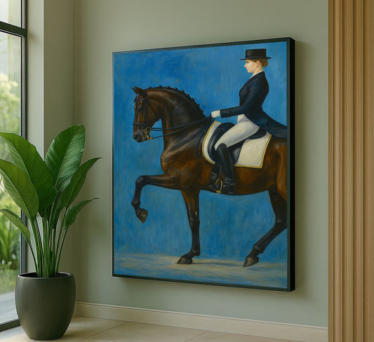 Elegant Equestrian Woman Riding Horse Canvas Wall Art