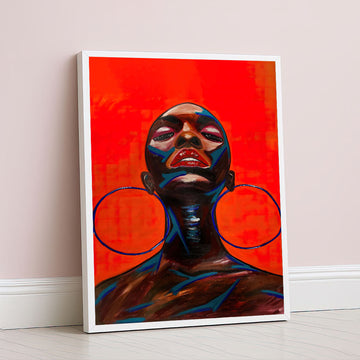 Striking Black Woman With Bold Red Background Canvas Wall Art