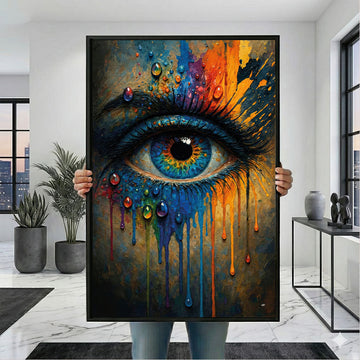 Vibrant Multicolor Dripping Eye Canvas Wall Art