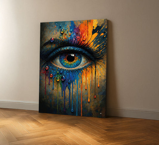 Vibrant Multicolor Dripping Eye Canvas Wall Art
