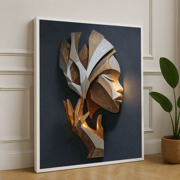 Elegant Tribal Woman Abstract Sculpture Canvas Wall Art