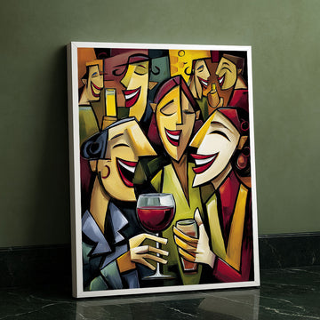 Vibrant Abstract Party Scene With Wine Canvas Wall Art