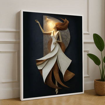 Elegant Sculptural Woman In Flowing Dress Canvas Wall Art