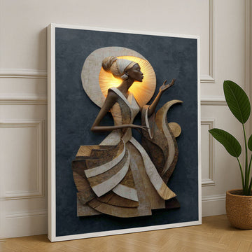 Elegant Woman Sculpture With Halo Canvas Wall Art
