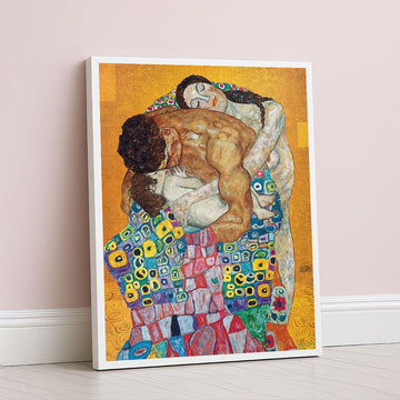 Klimt Inspired Embrace With Ornate Patterns Canvas Wall Art