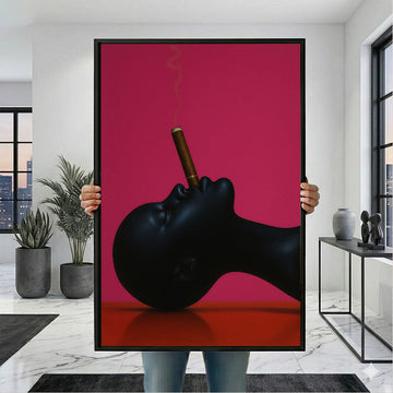 Bold Black Woman Smoking Cigar Canvas Wall Art