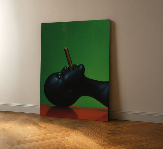 Bold Black Woman Smoking Cigar Canvas Wall Art