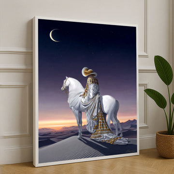 Majestic Desert Sunset Rider Canvas Wall Art