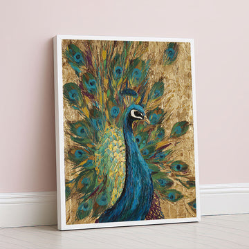 Majestic Peacock With Vibrant Feathers Canvas Wall Art