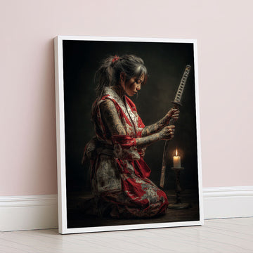 Enchanting Tattooed Samurai Woman With Katana Canvas Wall Art