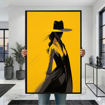 Striking Yellow And Black Fashion Woman Canvas Wall Art